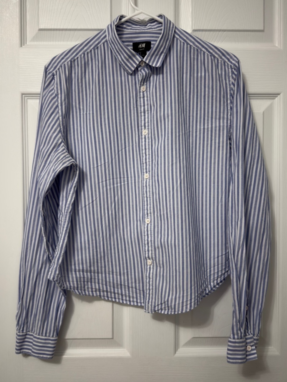 H&M Light Blue and White Vertical Stripe Button-Down Shirt